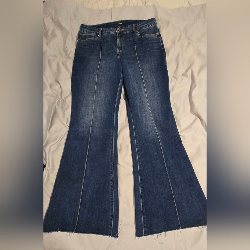 Express Dark Blue Flare Jeans